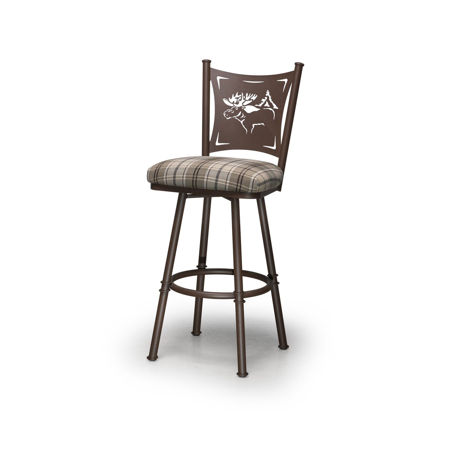 Creation I Bar Stool • Metal - Golden Brown  Fabric - Fletcher Taupe - Shown With Comfort Seat