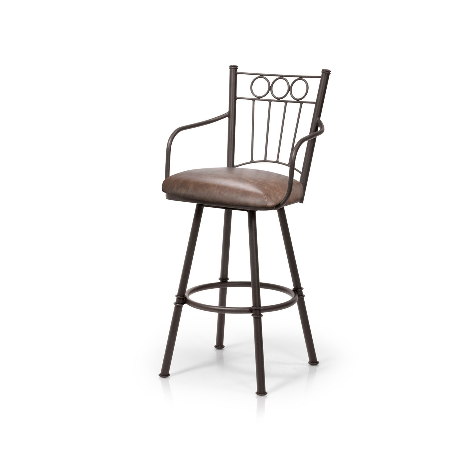 Charles II Bar Stool • Metal - Chocolate  Vinyl - Crazy Horse - Shown With Comfort Seat