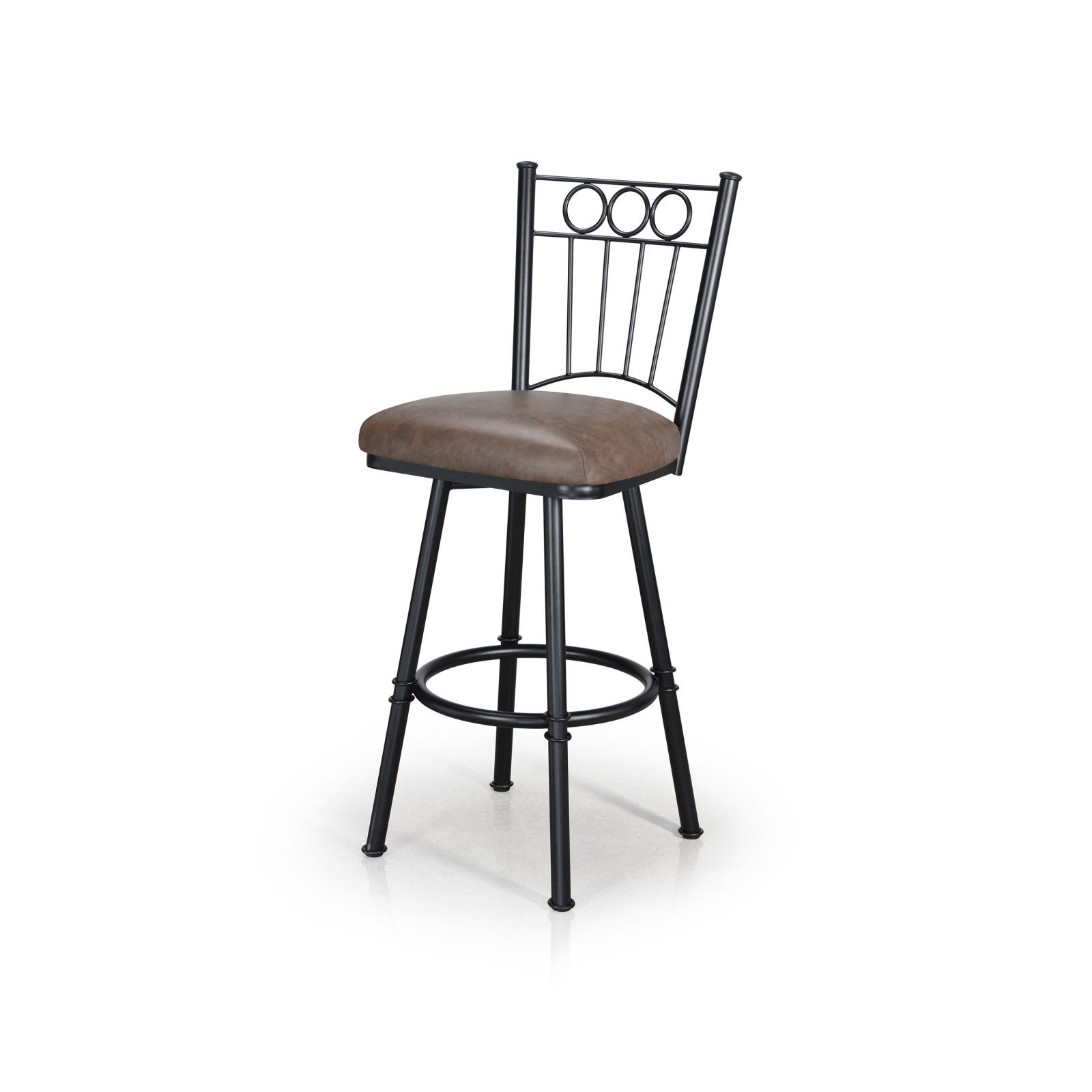 Charles I Bar Stool • Metal - Chocolate  Vinyl - Crazy Horse - Shown With Comfort Seat