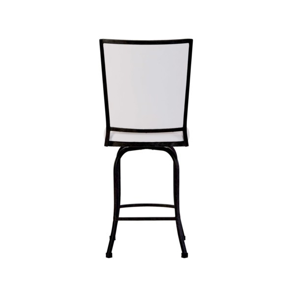 Shown in AgedIron finish Aspen Pure White fabric