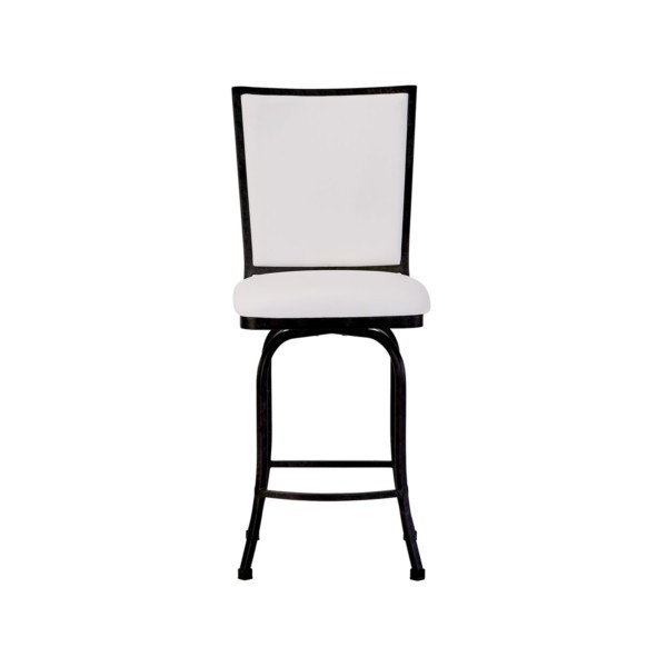 Shown in AgedIron finish Aspen Pure White fabric