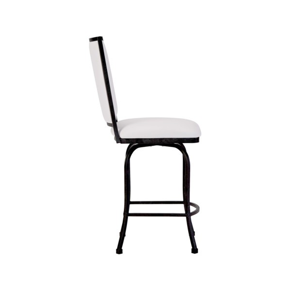 Shown in AgedIron finish Aspen Pure White fabric