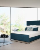 Wesley Allen Fenton Matte Black Finish Laguna Blue Fabric