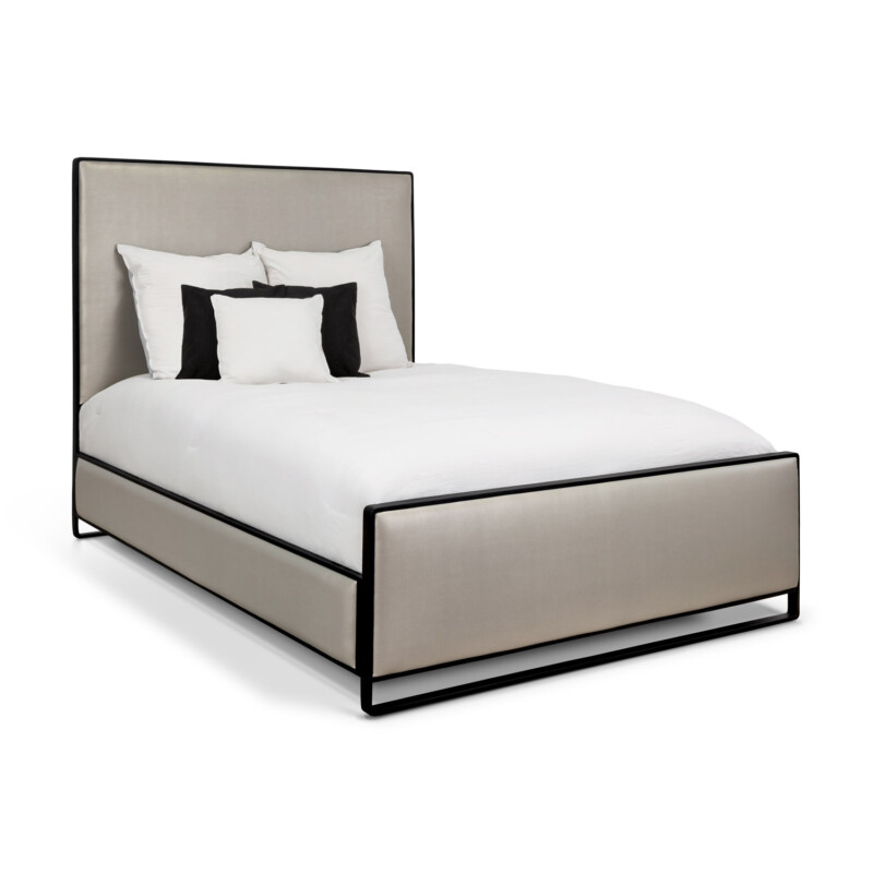 Wesley Allen Fenton Upholstered Iron Headboard and Footboard with Upholstered Surround