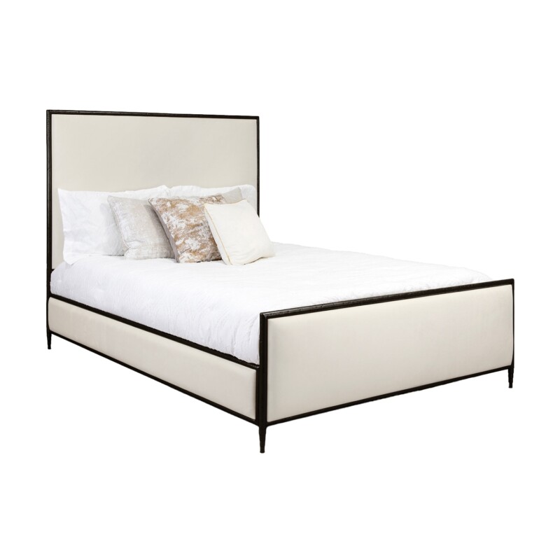 Wesley Allen Royce Hammered Iron Upholstered Bed with Footboard