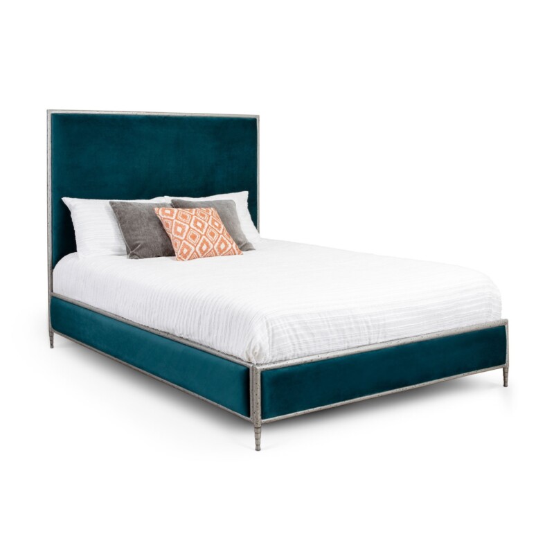 Wesley Allen Royce Hammered Iron Upholstered Bed