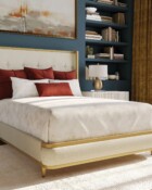 Broadway Hand Brushed Gold Finish Chalk Performance Fabric