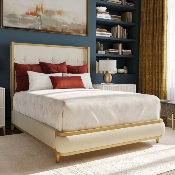 Broadway Hand Brushed Gold Finish Chalk Performance Fabric