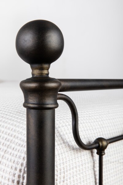Wesley Allen Tucker Iron Bed Shown in Aged Gold 1