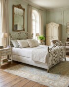 Wesley Allen Laurel Bed in Vintage White finish lifestyle