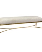 Royce Bench Shown in Hammered Brass Finish and Cloud White Fabric