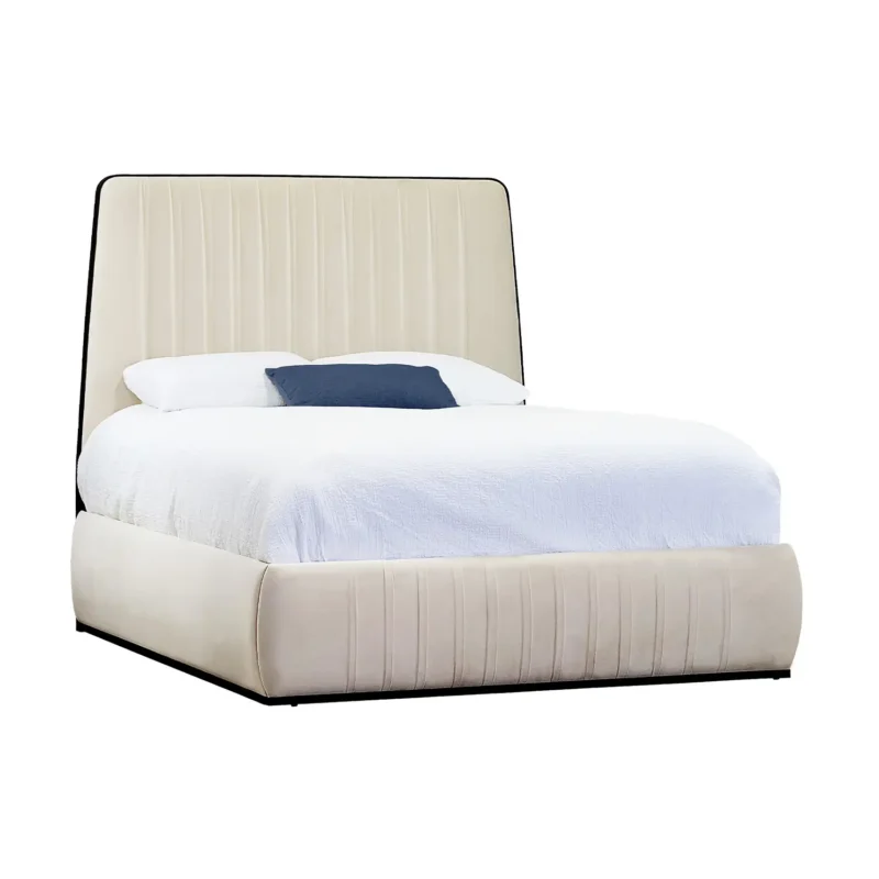 Wesley Allen London Upholstered Iron Headboard with Upholstered Surround Bed