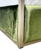 Lyanna Canopy 1250 CBC-FS. Lyanna Canopy is shown in Brushed Champagne Finish with Posh Green Fabric footboard