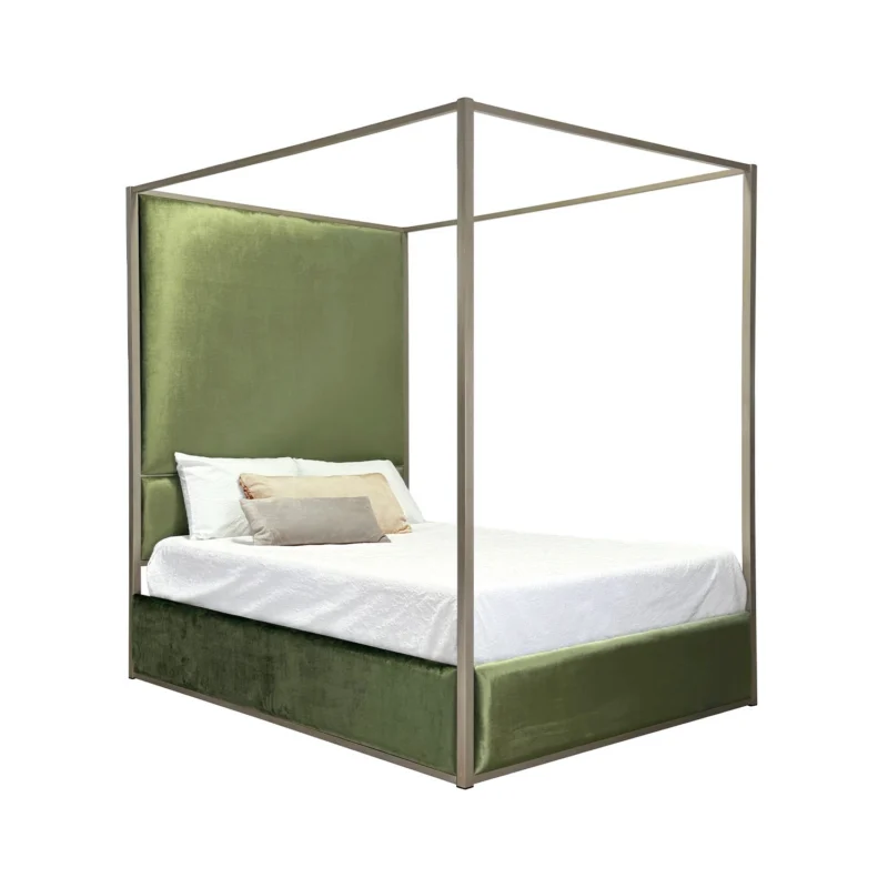 Wesley Allen Lyanna Iron Upholstered Canopy Bed