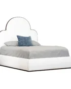 Marigold 1271 Upholstered Bed shown in Sun Bronze finish with Royal White Performance fabric Side