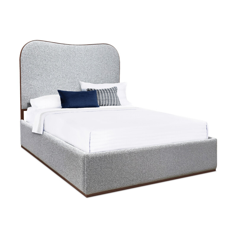 Wesley Allen Ocean Upholstered Iron Headboard with Upholstered Surround Bed