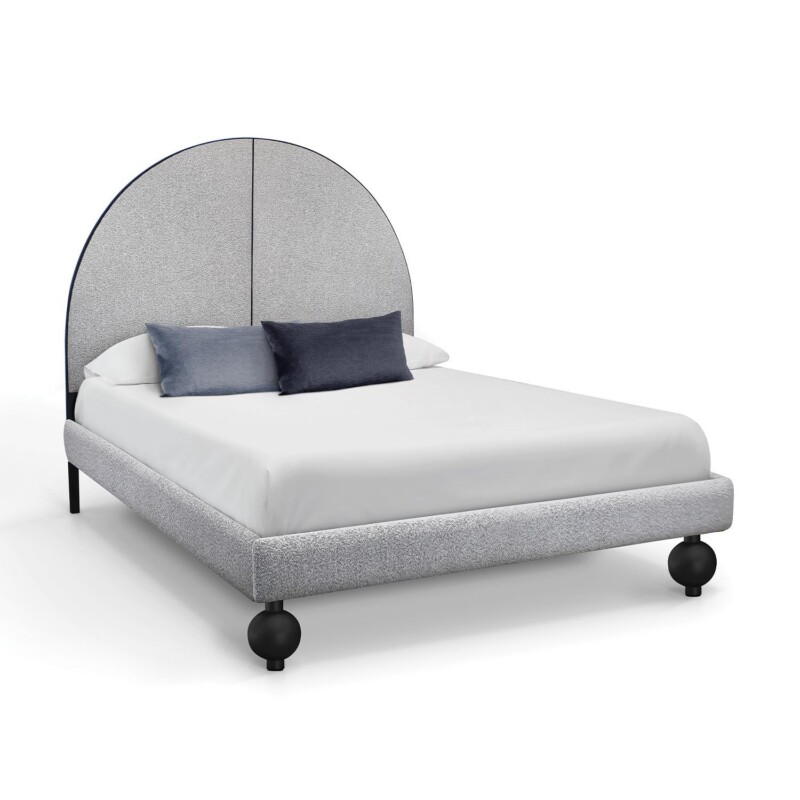 Wesley Allen Oliver Upholstered Iron Headboard with Upholstered Surround Bed