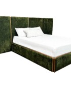 Wesley Allen River Hand Brushed Copper Finish Forest Green Fabric Angle