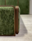 Wesley Allen River Hand Brushed Copper Finish Forest Green Fabric close up 1