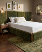 Wesley Allen River Hand Brushed Copper Finish Forest Green Fabric lifestyle