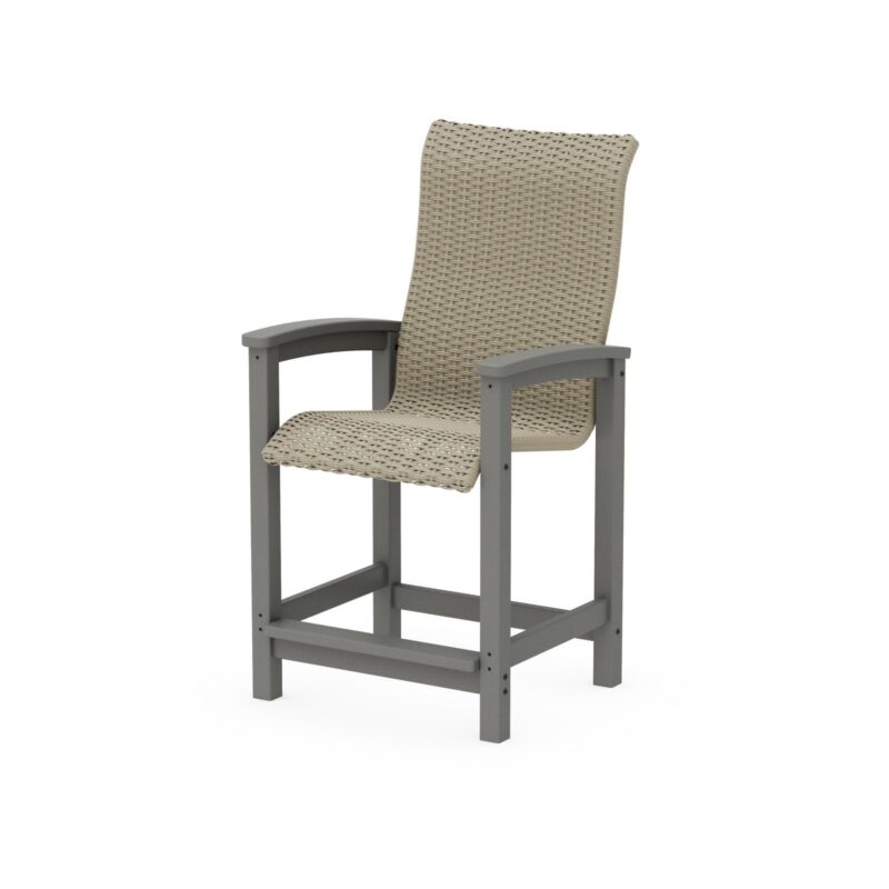 POLYWOOD Coastal Woven High-Back Counter Chair