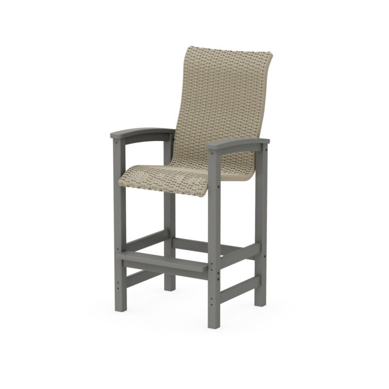 POLYWOOD Coastal Woven High-Back Bar Chair