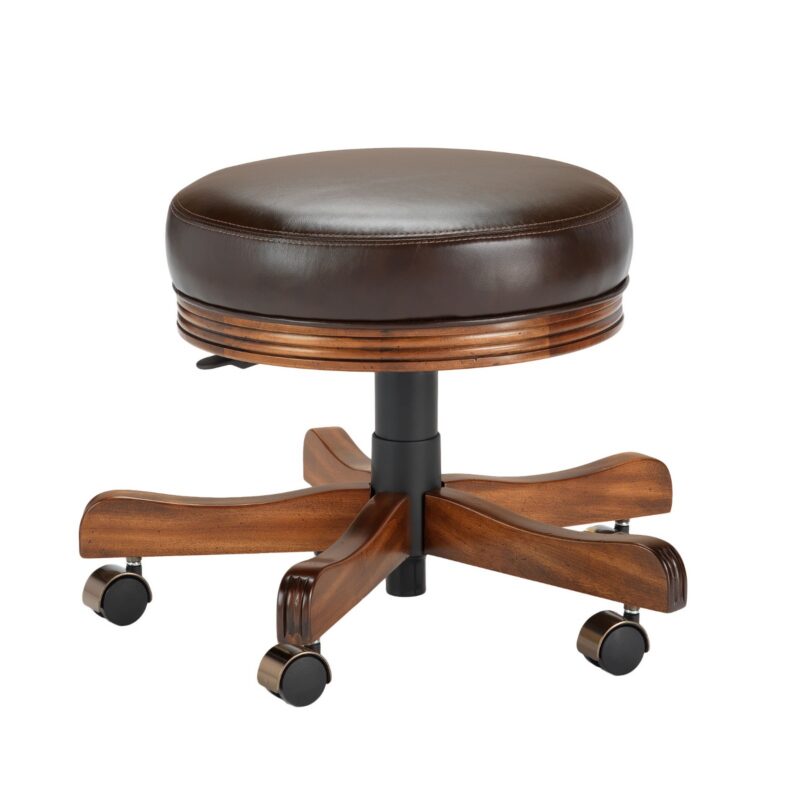 Darafeev 438 Oak Backless Adjustable Swivel Vanity Stool with Casters, shown in maple 938 shown; the 438 is the same design in oak