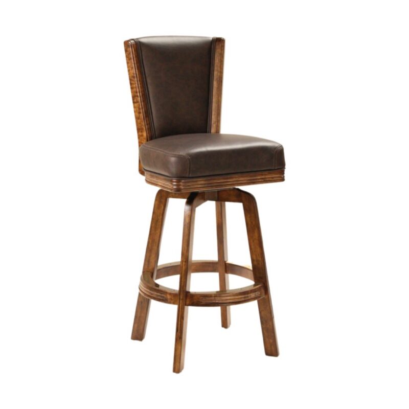 Darafeev 915 Maple Flexback Upholstered Swivel Bar Stool, shown in Sorrel Maple with Saloon Texas leather