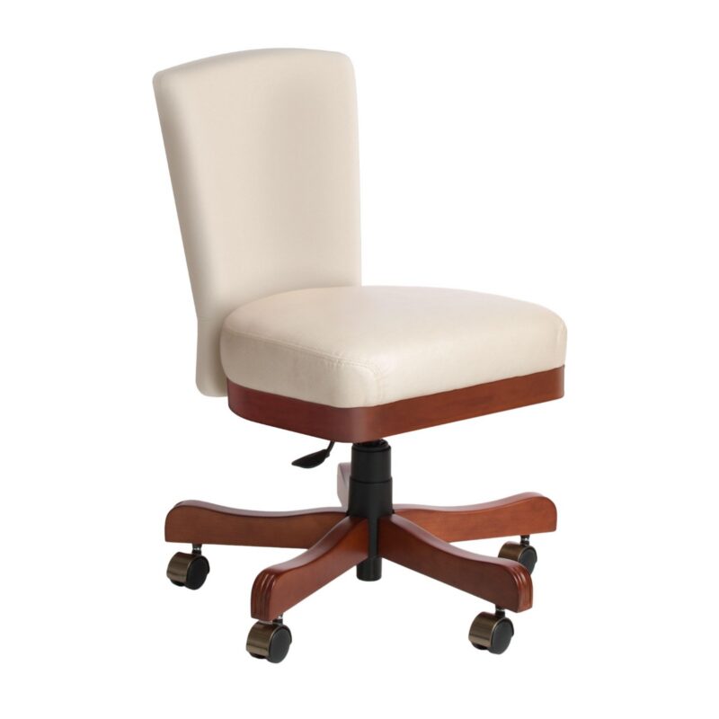 Darafeev 917 Maple Flexback Adjustable Swivel Game Chair with Casters, shown in Provincial Mahogany maple with ivory leather