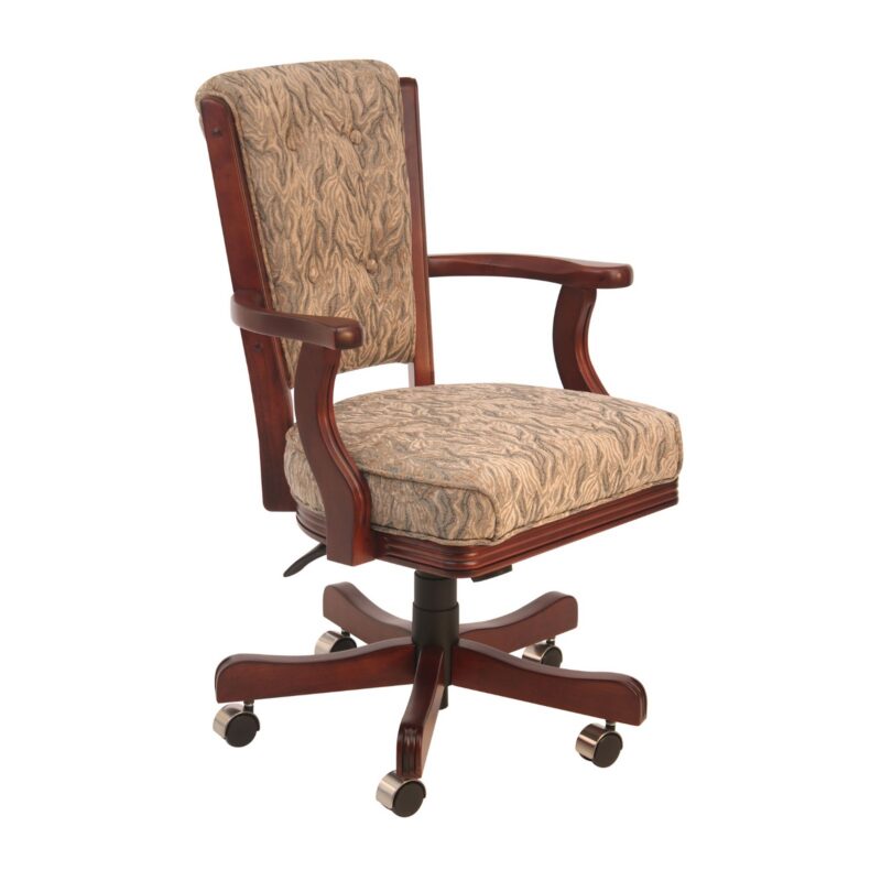 Darafeev 960 Maple High-Back Adjustable Swivel Game Chair with Arms and Casters, shown in Traditional Cherry maple