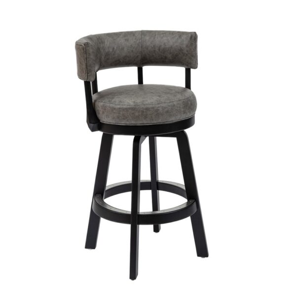 Darafeev Ace Oak Low-Back Upholstered Swivel Bar Stool, shown in maple Ace shown; the oak version has visible oak grain