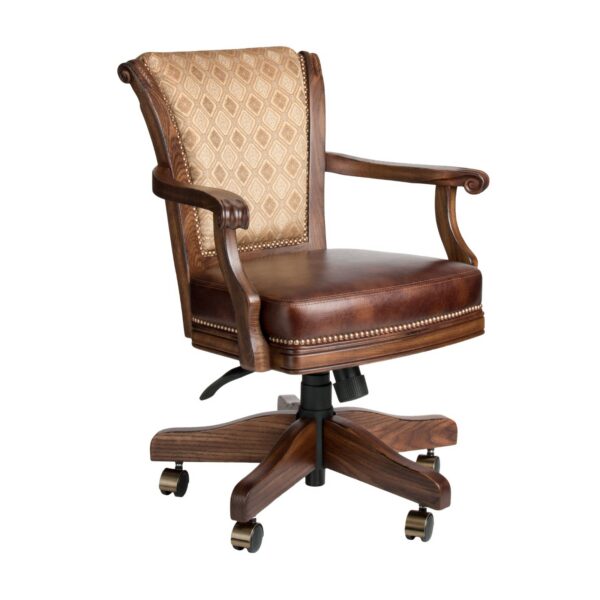 Darafeev Classic Oak Adjustable Swivel Game Chair with Arms and Casters, shown in oak