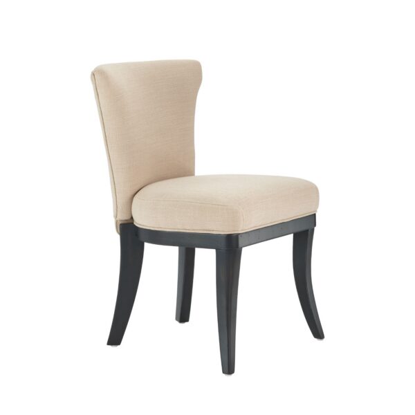 Darafeev Dara Maple Flexback Upholstered Dining Chair, shown in Black Graphite maple with ivory fabric