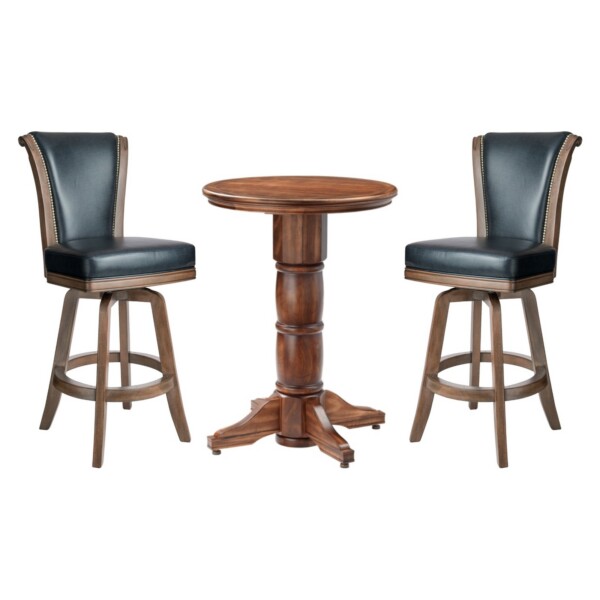 Darafeev Del Mar pub table set: Del Mar round pub table with two Classic Maple Flexback swivel bar stools
