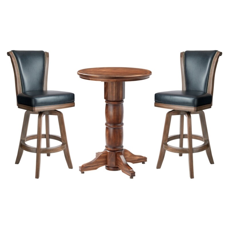 Darafeev Del Mar pub table set: Del Mar round pub table with two Classic Maple Flexback swivel bar stools