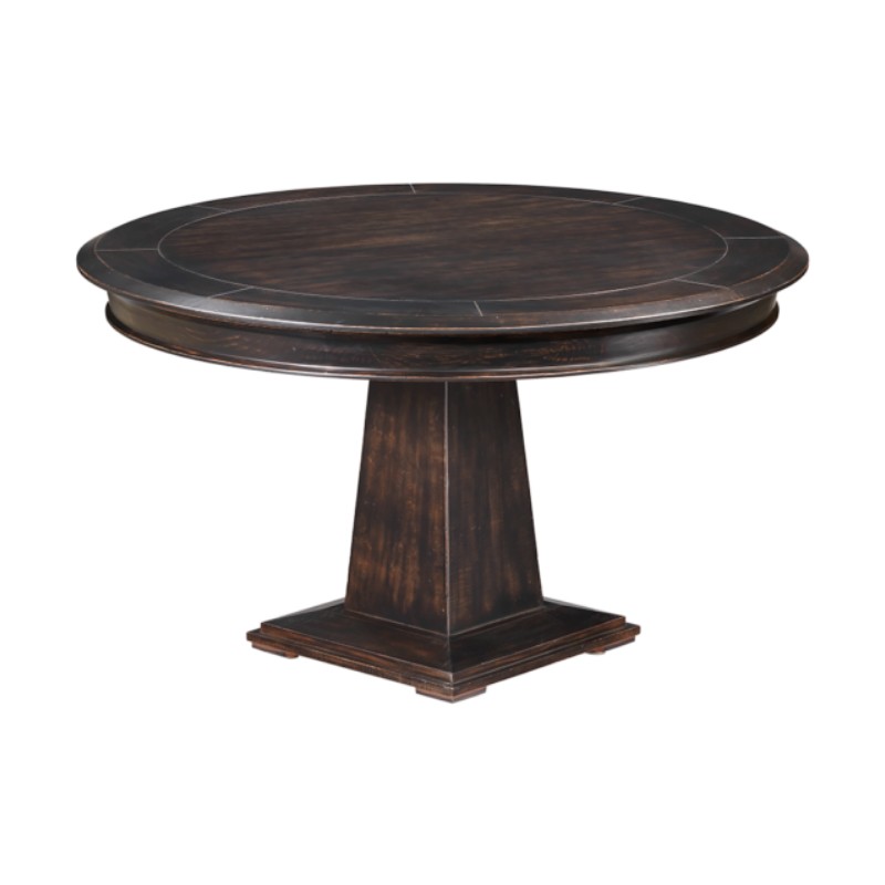 Darafeev Dynasty Round Convertible Poker Dining Table, shown in Rustic Graphite maple with charcoal felt