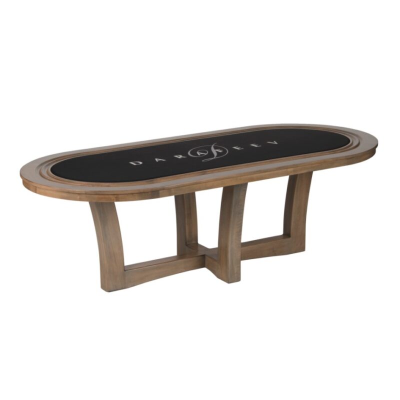 Darafeev Encore 10-Player Oval Texas Hold'em Poker Table, shown in Rustic Pewter maple