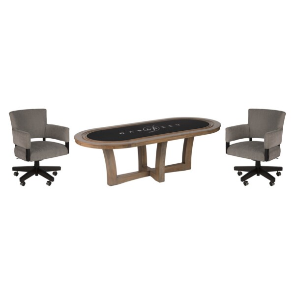 Darafeev Encore Texas Hold'em set: 94 inch oval poker table with Mod upholstered game chairs on casters