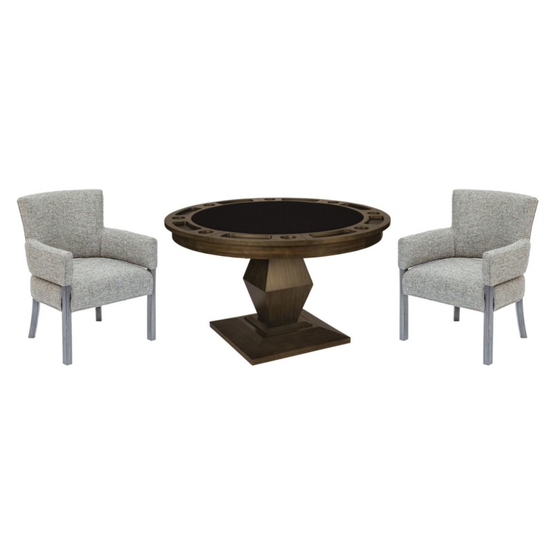 Darafeev Euclid set: round convertible poker dining table with Mod upholstered dining armchairs