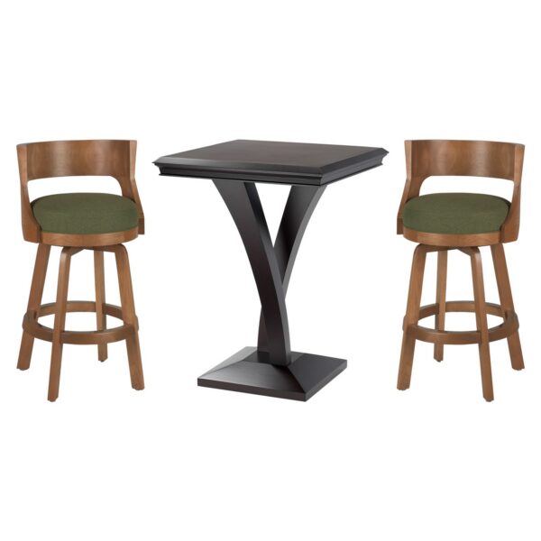 Darafeev Treviso pub table set: Treviso square bar-height pub table with two Gen low-back swivel bar stools