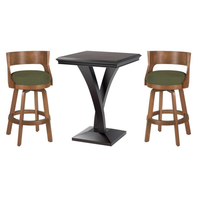Darafeev Treviso pub table set: Treviso square bar-height pub table with two Gen low-back swivel bar stools
