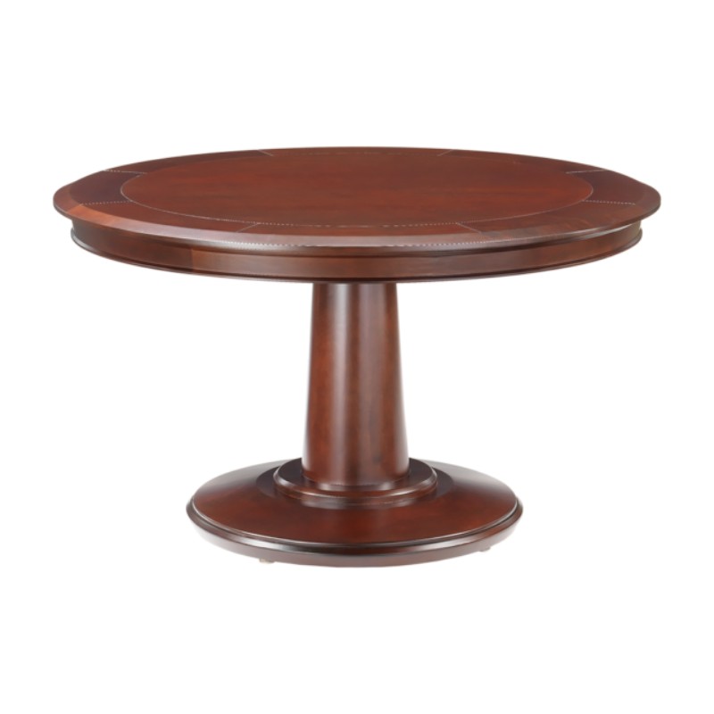 Darafeev Liberty Round Convertible Poker Dining Table, shown in Brunswick Espresso maple with red felt