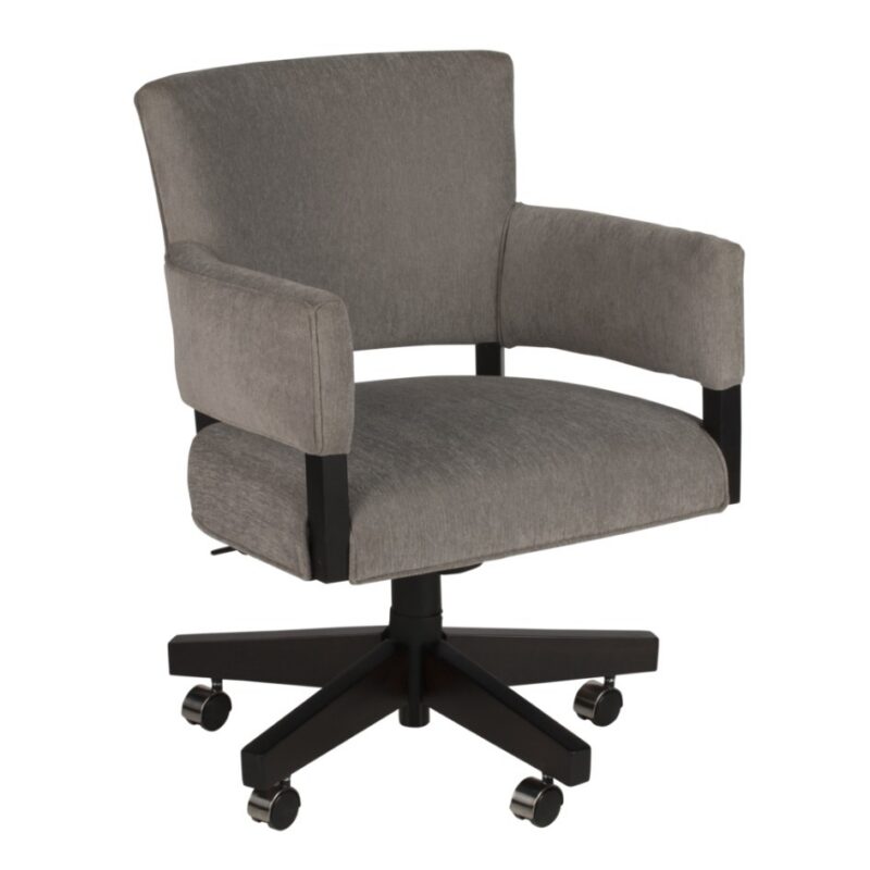 Darafeev Mod Maple Adjustable Swivel Game Chair with Arms and Casters, shown in Espresso maple with Crypton fabric and chrome caster caps