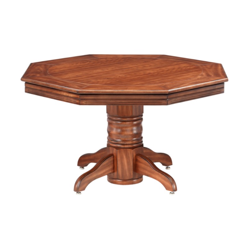 Darafeev Riviera Octagon Convertible Poker Dining Table, shown in Old English maple with paprika felt