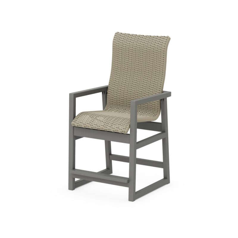 POLYWOOD EDGE Woven High-Back Counter Arm Chair