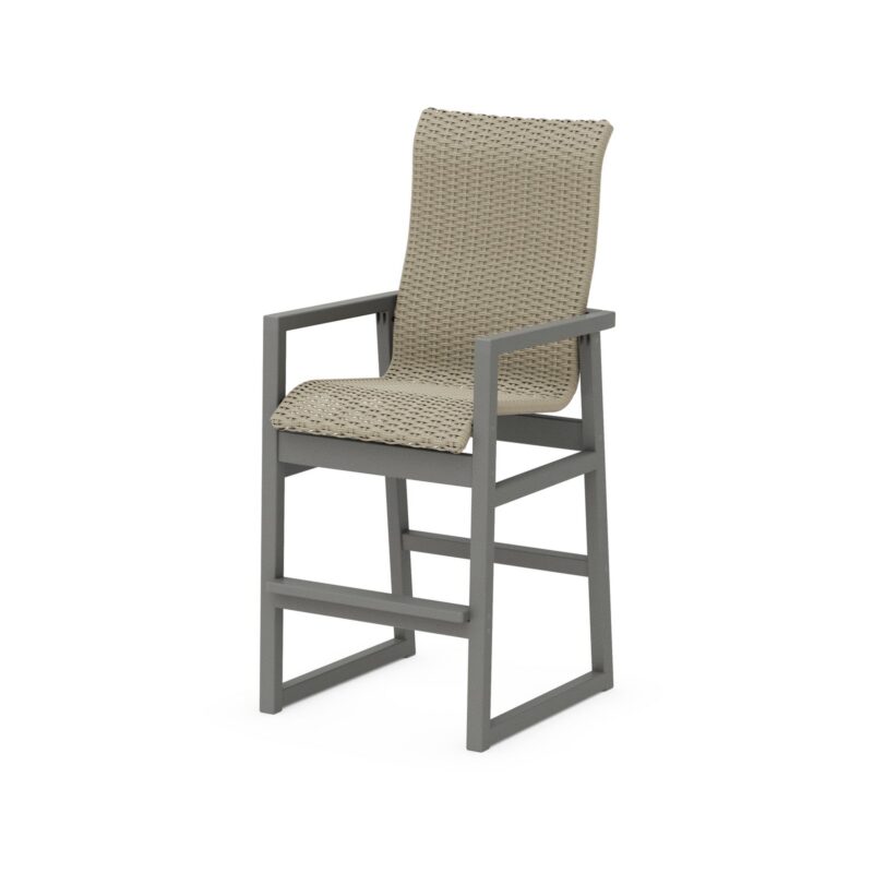 POLYWOOD EDGE Woven High-Back Bar Arm Chair