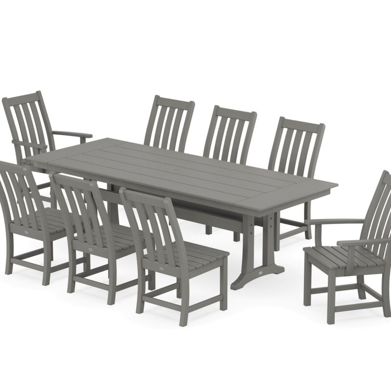 POLYWOOD Vineyard 9-Piece Farmhouse Dining Set with Trestle Legs
