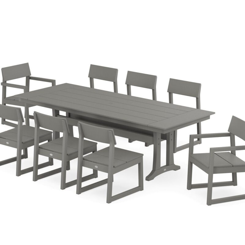 POLYWOOD EDGE 9-Piece Farmhouse Dining Set with Trestle Legs