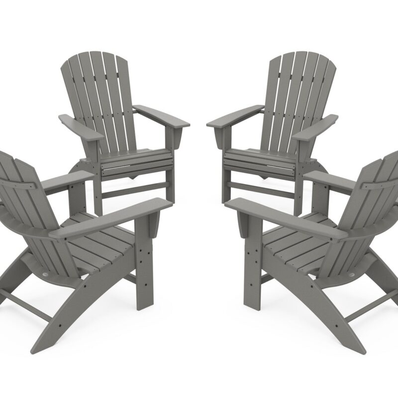 POLYWOOD 4-Piece Nautical Curveback Adirondack Chair Conversation Set