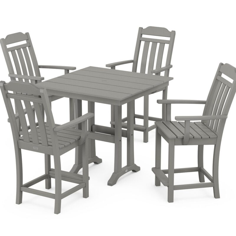 POLYWOOD Cottage 5-Piece Farmhouse Counter Set with Trestle Legs